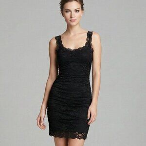 Victoria's Secret Moda Lace Ruched Mini Bodycon Dress Black Cocktail Y2K XS